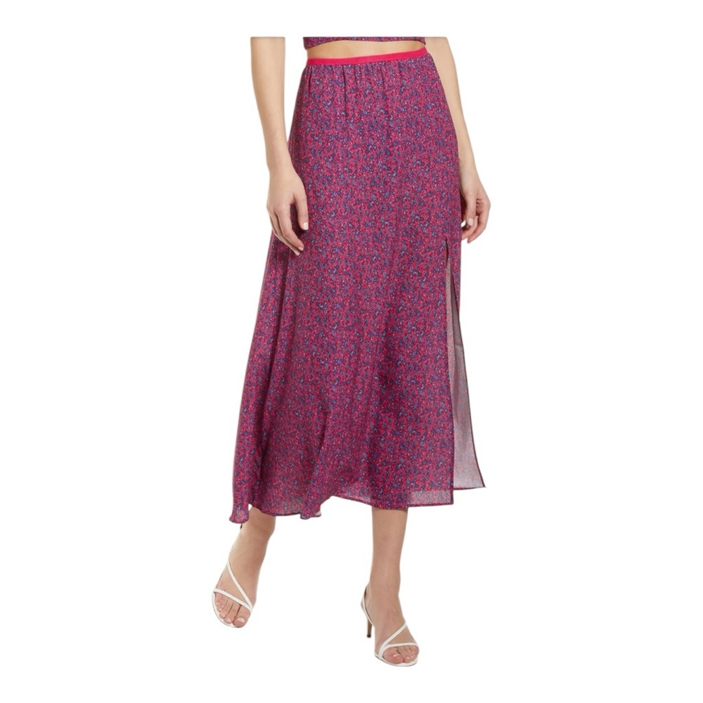 French Connection Verona Crepe Printed Skirt Raspberry Floral Skirt Size 12 NWT